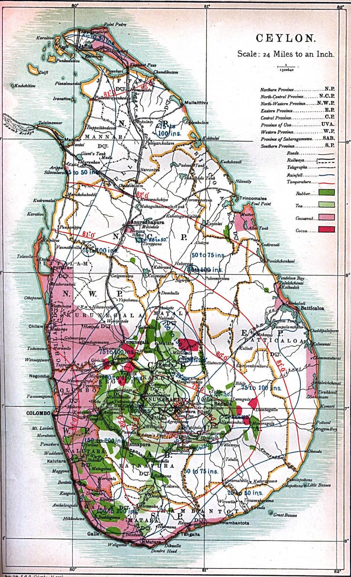 mapa de Ceilán Sri Lanka