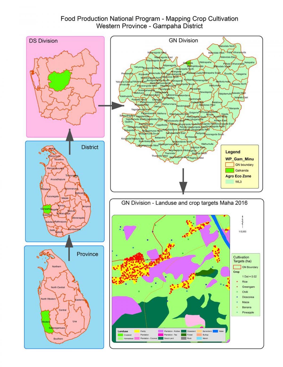 mapa de gn división mapa Sri Lanka