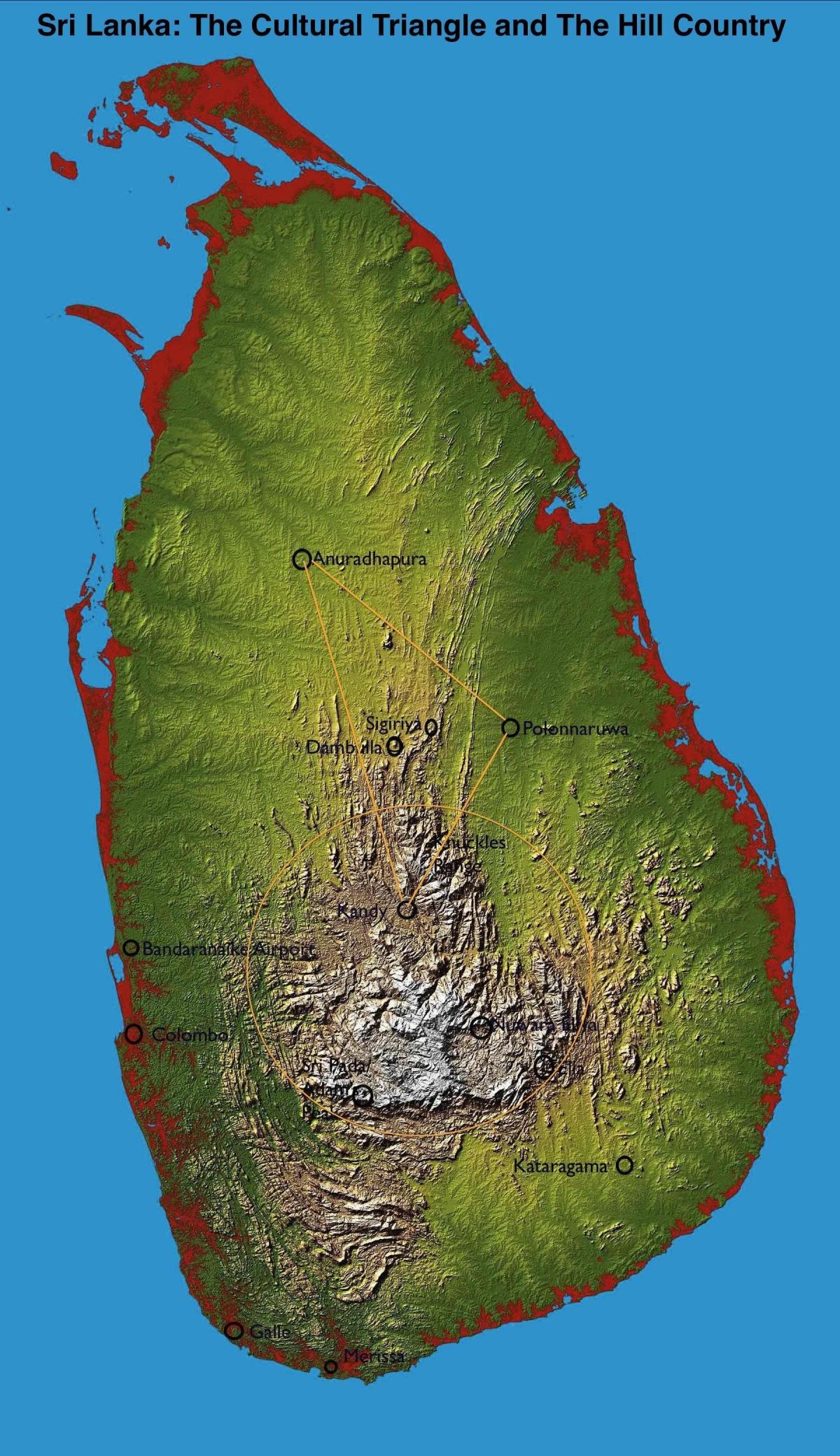 mapa de outeiro país Sri Lanka
