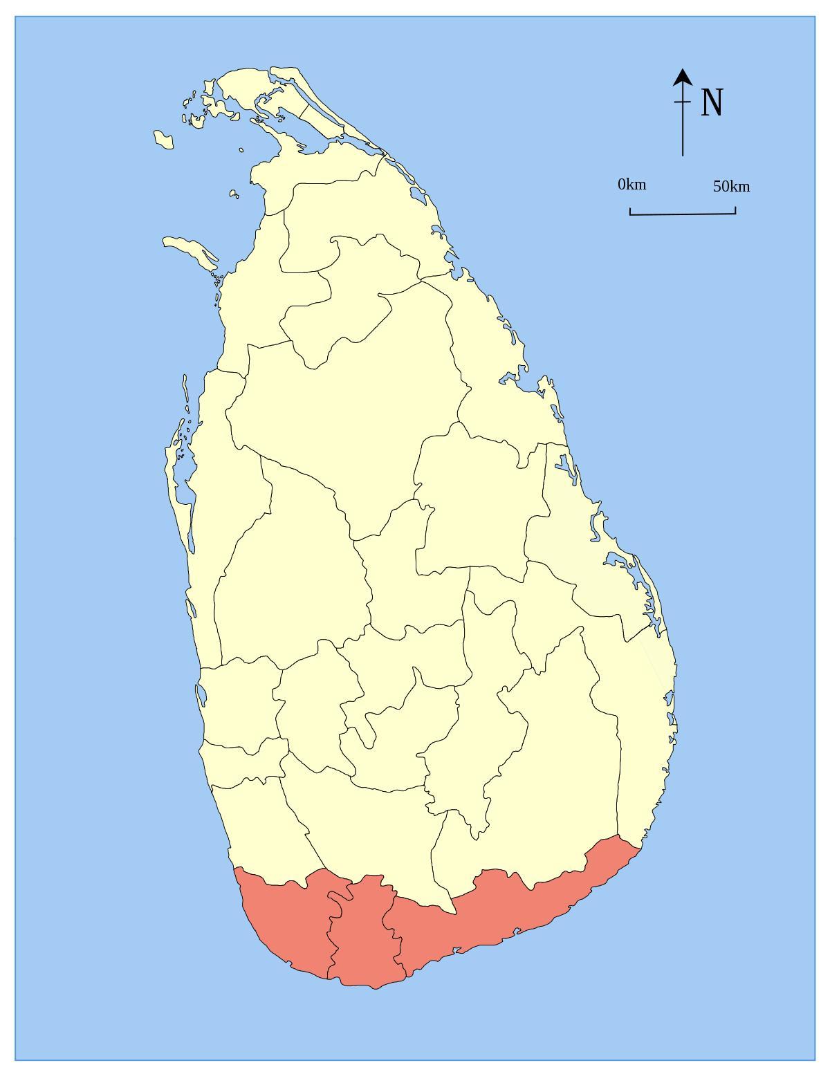mapa de abaixo sur Sri Lanka
