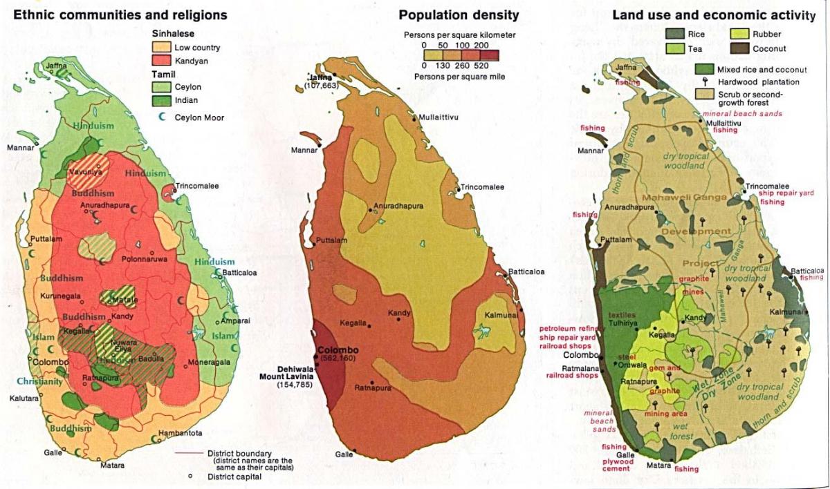 mapa de Sri Lanka agricultura