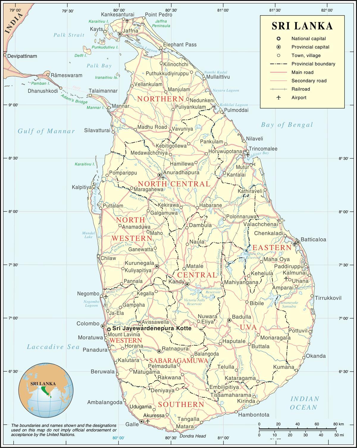 Sri Lanka guión distancia calculadora