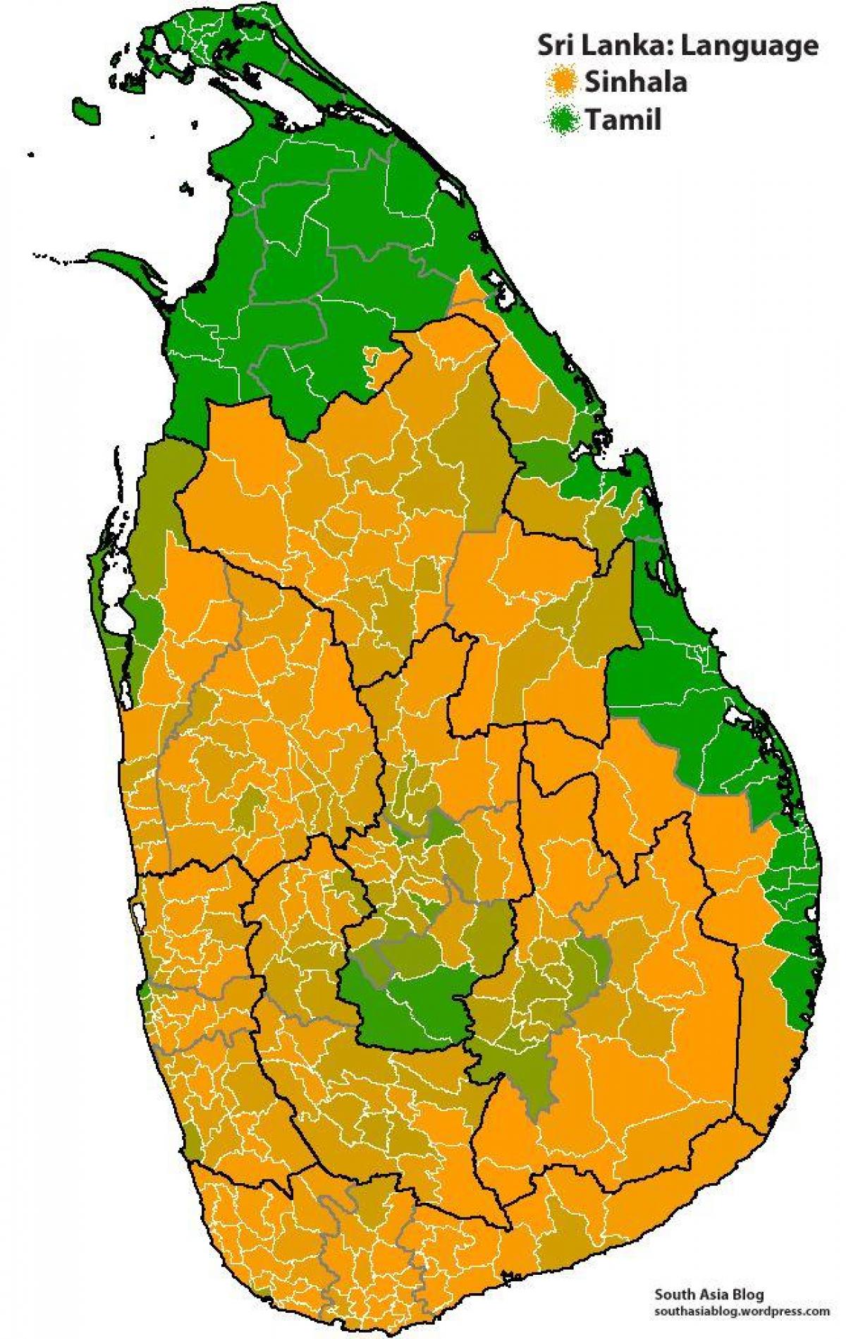 mapa de Sri Lanka lingua