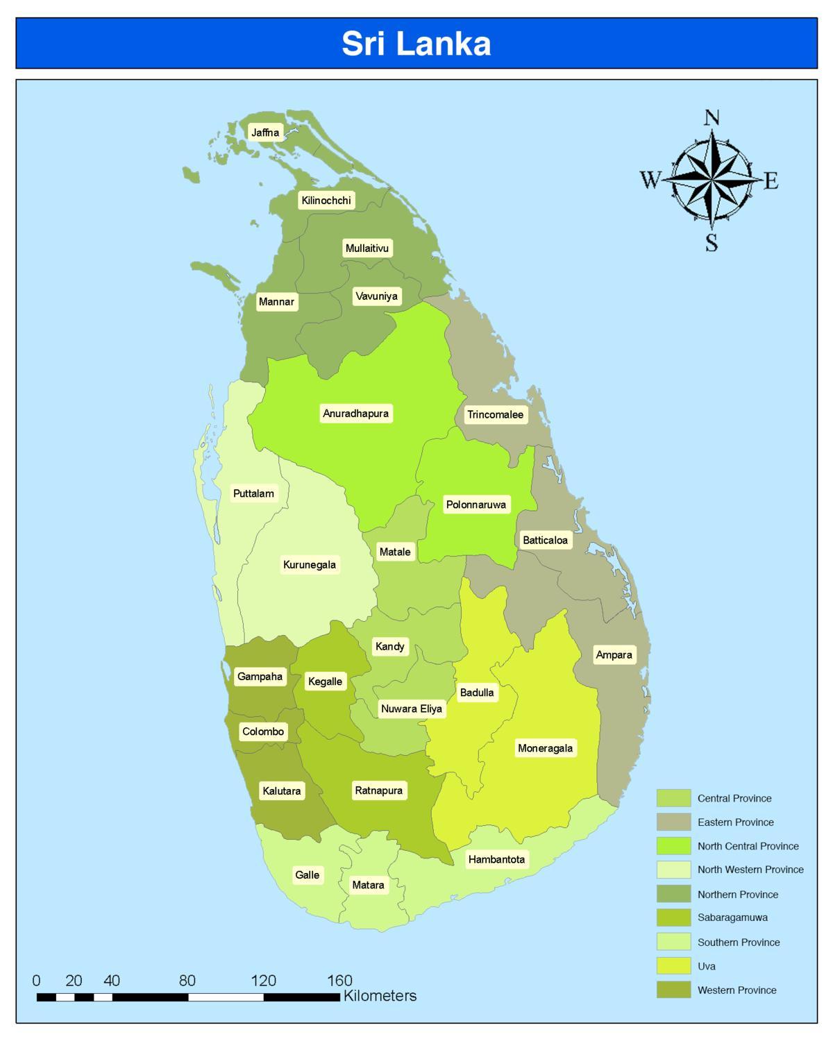 mapa de Sri Lanka provincia mapa en tamil