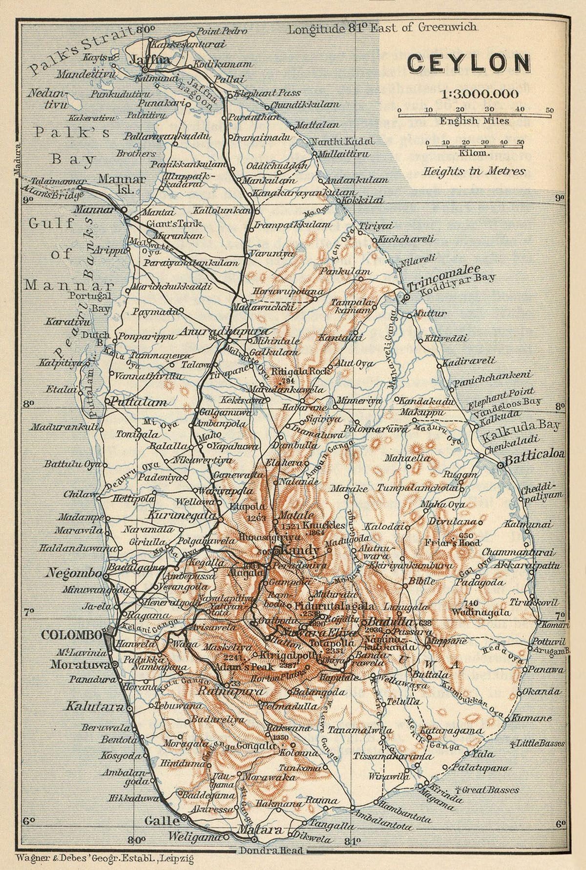 Ceilán en mapa