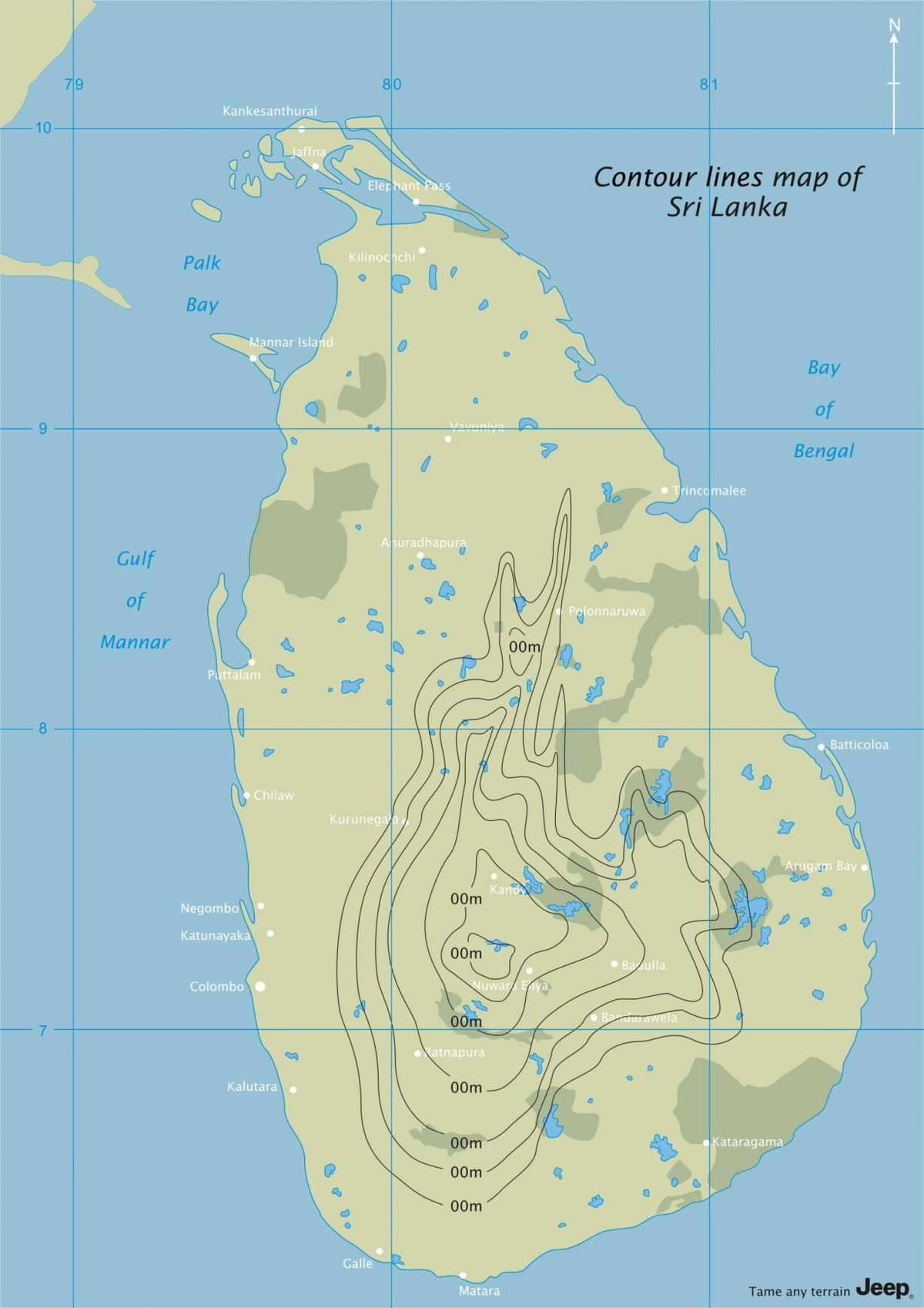 mapa do contorno mapa de Sri Lanka