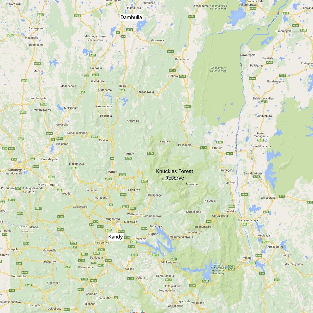 mapa de knuckles Sri Lanka
