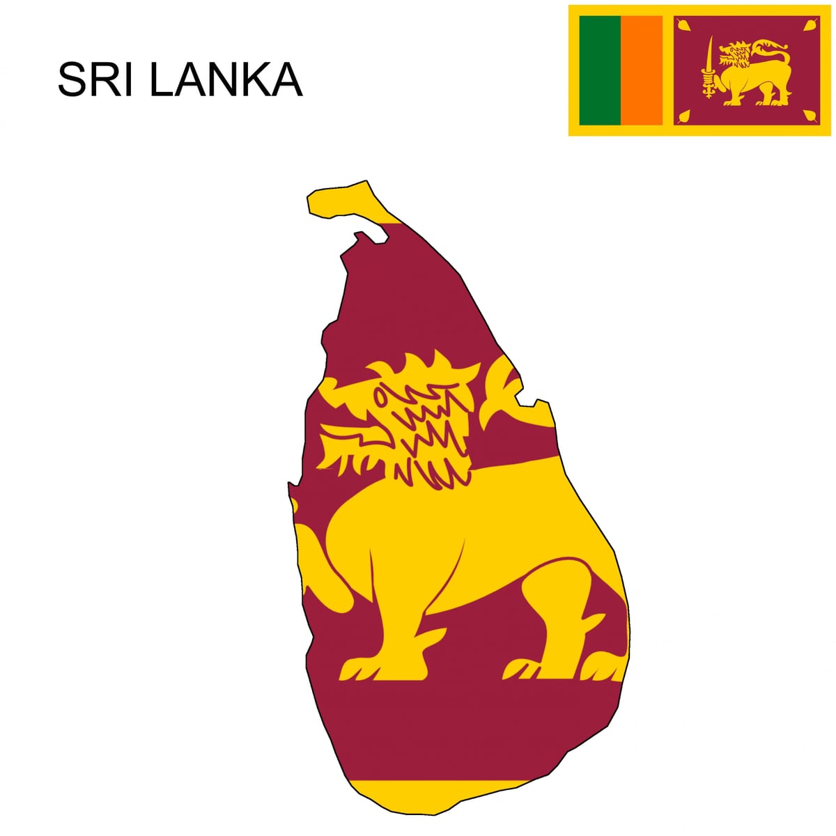 mapa de Sri Lanka bandeira