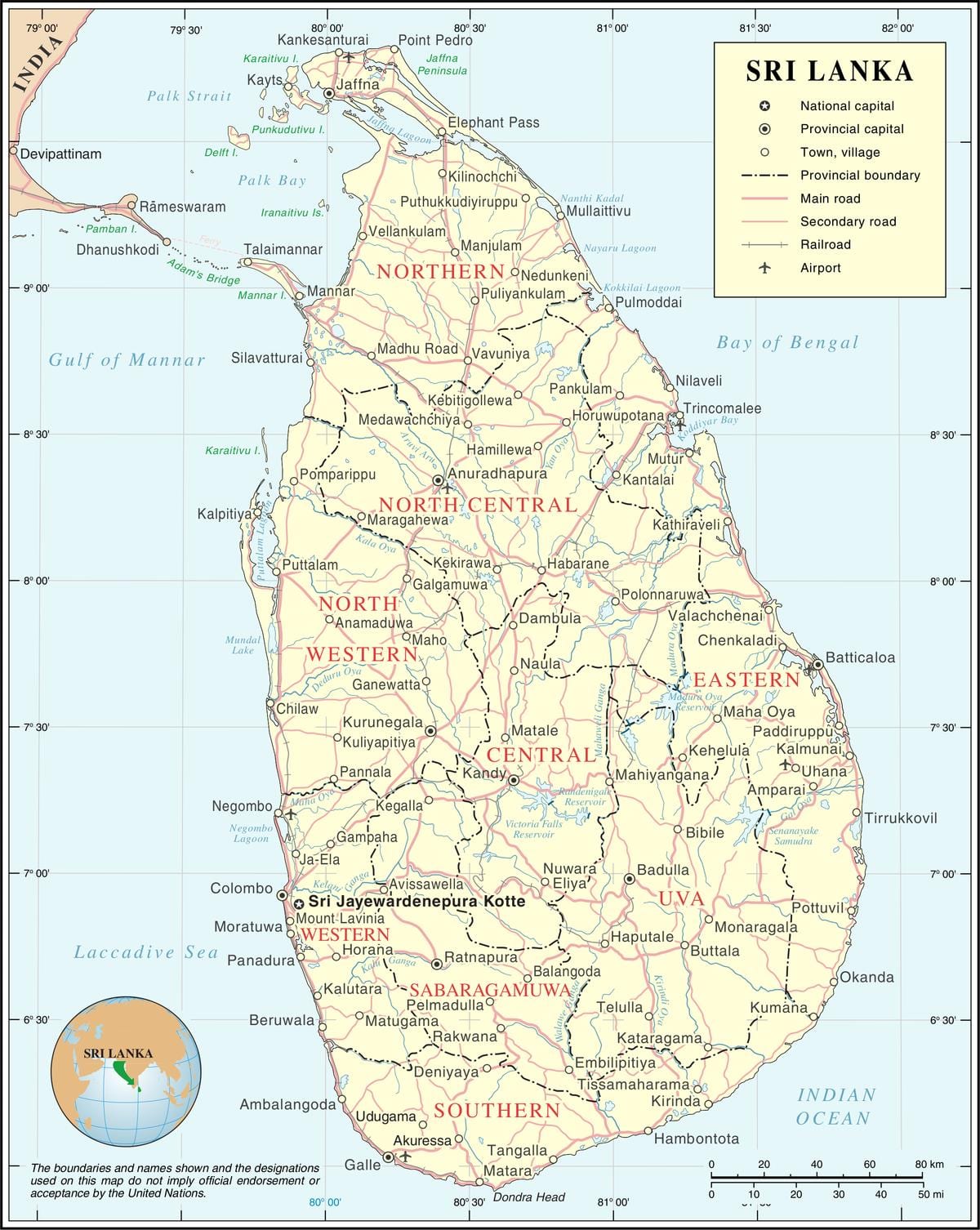 mapa de Sri Lanka cidade