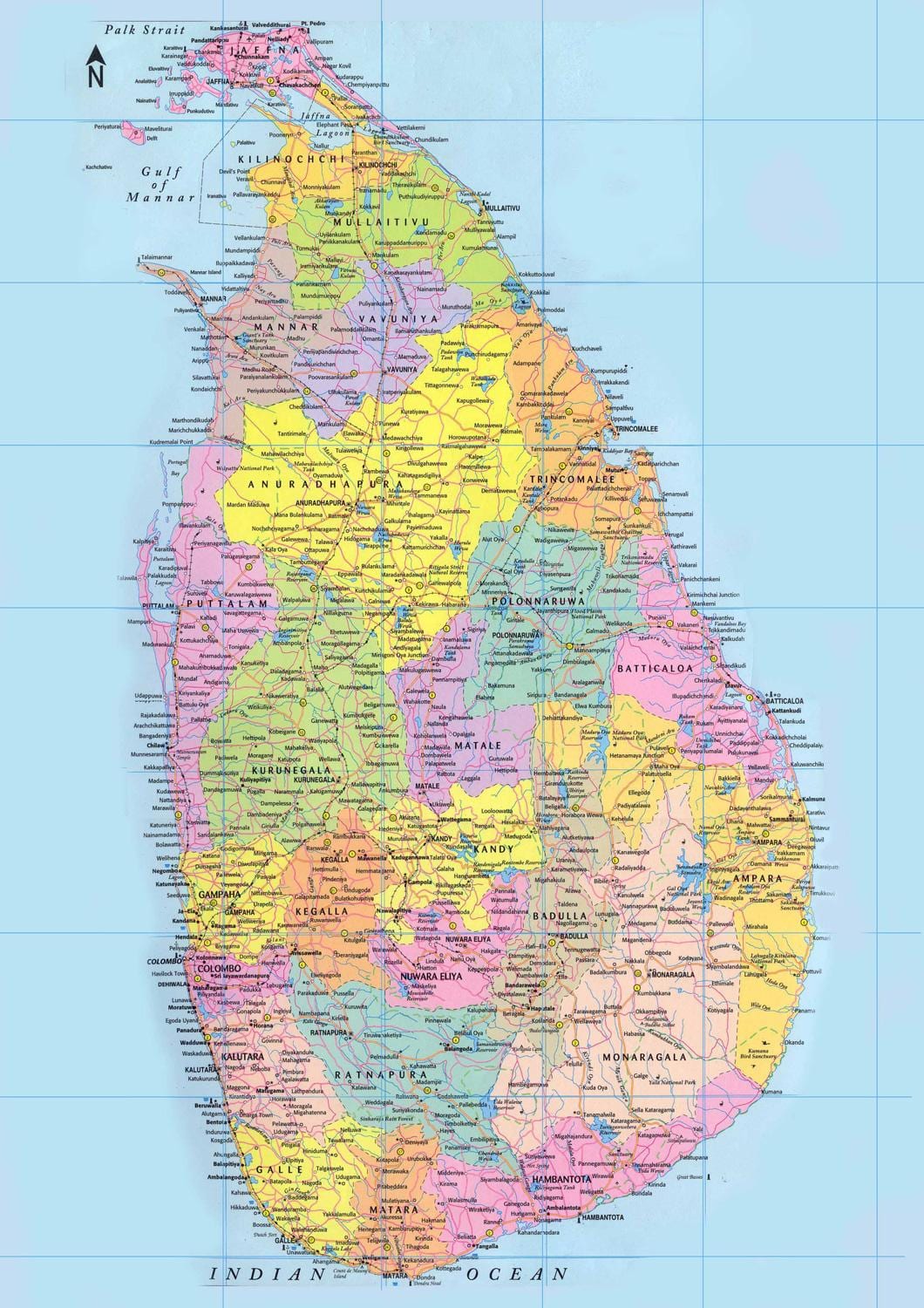 Sri Lanka quilómetro mapa