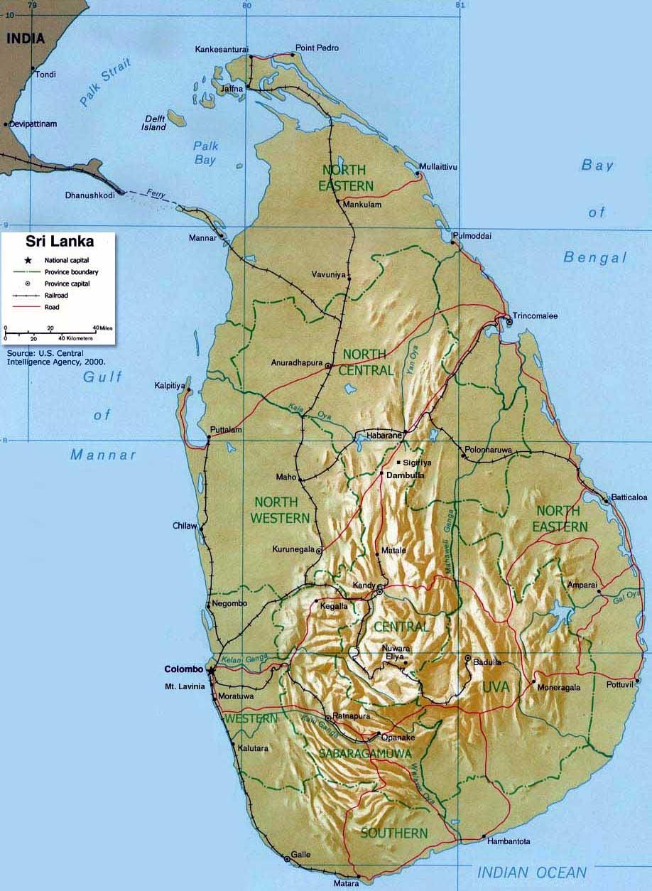 montañas en Sri Lanka mapa