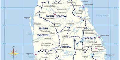 Mapa de aeroportos internacionais en Sri Lanka