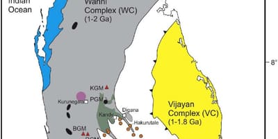 Mapa de minerais en Sri Lanka