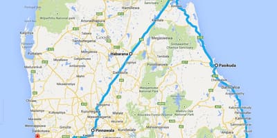 Sri Lanka mellores praias mapa