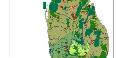 Mapa de Sri Lanka bosques