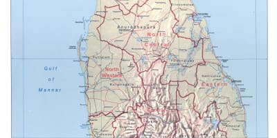 Mapa de Sri Lanka con cidades