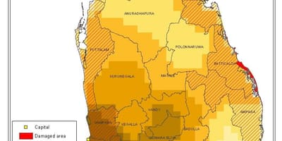 Mapa de Sri Lanka densidade de poboación