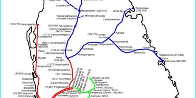 Sri Lanka rede ferroviaria mapa