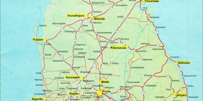 Estrada distancia mapa de Sri Lanka