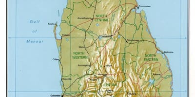 Mapa de Sri Lanka estradas con km