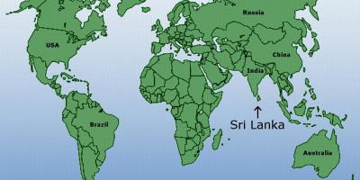 Mapa do mundo mostrando Sri Lanka