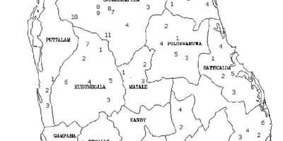 Mapa de Sri Lanka mapa en branco e negro
