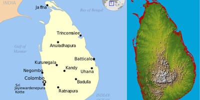 Mapa de Sri Lanka topográfico