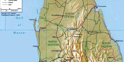 Montañas en Sri Lanka mapa