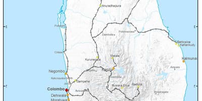 Tren rutas Sri Lanka mapa