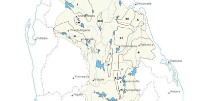 Mapa de tanques en Sri Lanka